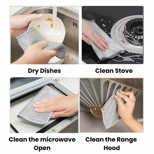IKKUBANS Non-Scratch Wire Dish Wash Cloth Multipurpose Wire Dishwashing Rags Wet and Dry Wet and Dry Steel Cleaning Cloth (25 Units)