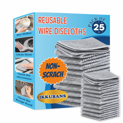 IKKUBANS Non-Scratch Wire Dish Wash Cloth Multipurpose Wire Dishwashing Rags Wet and Dry Wet and Dry Steel Cleaning Cloth  (25 Units)